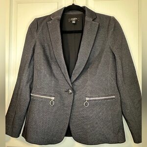 Ann Taylor petite Gray Blazer with Zipper Details